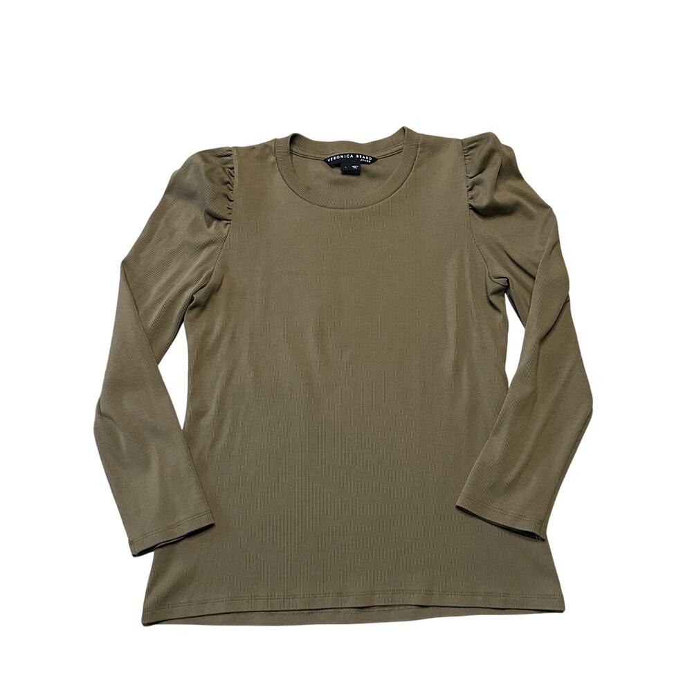 Veronica Beard Britney Puff-Sleeve Top GREEN Large